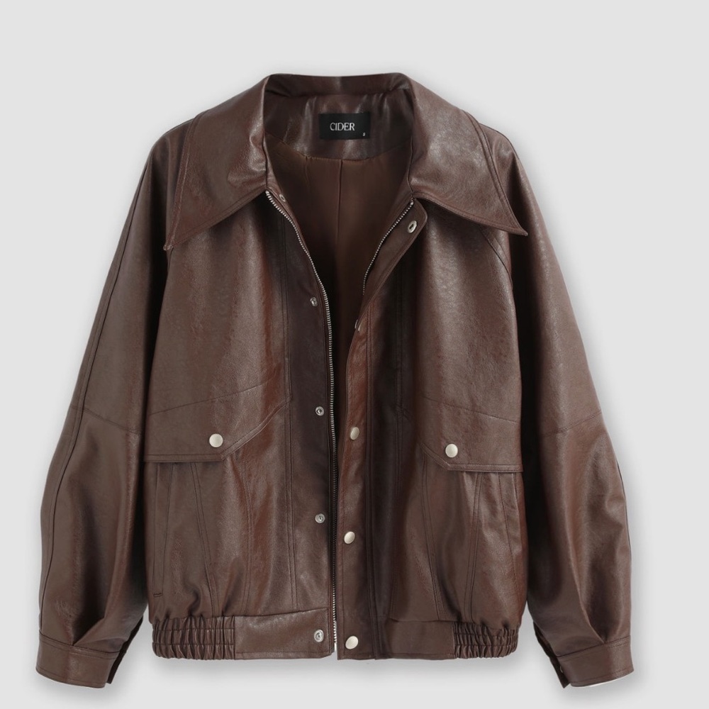 Adorable brand new (tags on) brown oversized leather jacket in size medium